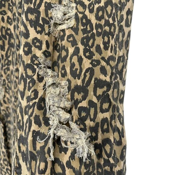 Easel Animal Print Jeans Brown Skinny Distressed Stretchy Denim Size L Cheetah - Picture 5 of 8